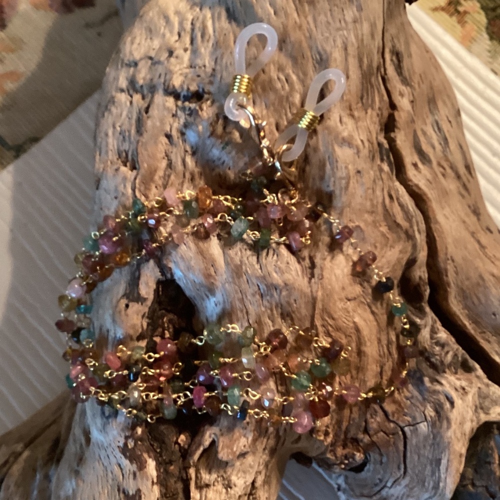 Tourmaline Beaded Eyeglass Chain 29”